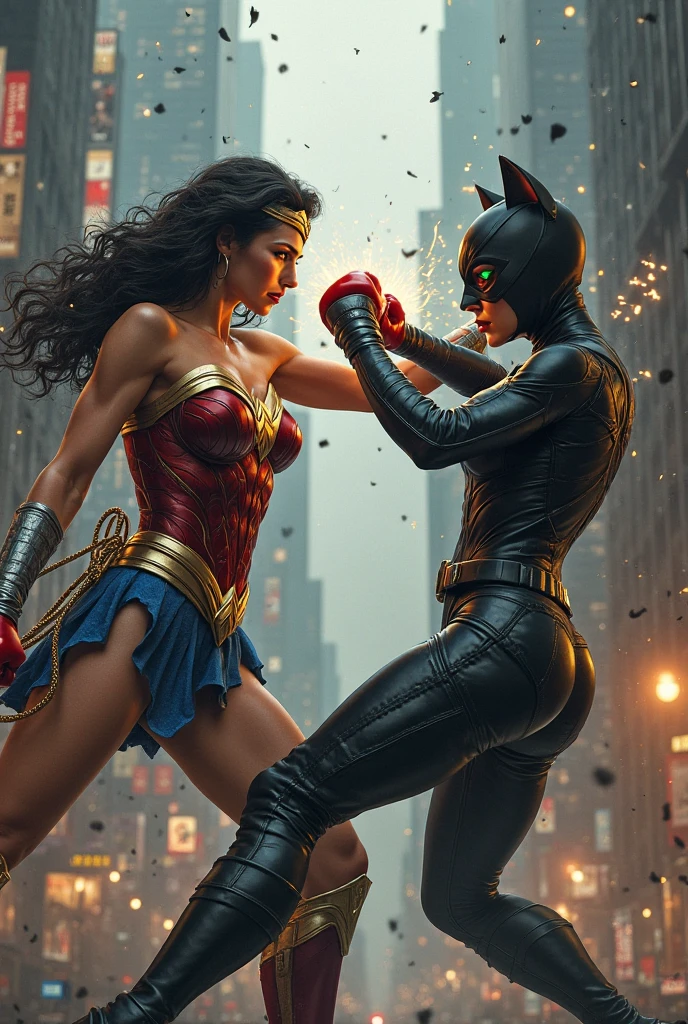 Margot Robbie is Lara Croft, fighting boxing bat girl ,in room jail, in style sexy ,dynamic scene,physique Athletic ,full body ,