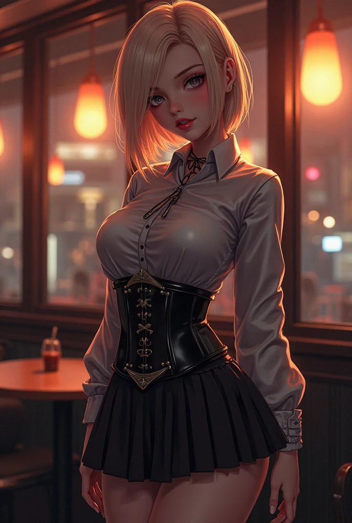 {best quality}, {very aesthetic}, {ultra-detailed}, {best illustration}, masterpiece,(masterpiece:1.2, Highest quality), (Realistic, photoRealistic:1.4), Beautiful illustrations, squatting, spread legs,(Natural Side Lighting, Cinema Lighting), Looking at the audience, Upper Body, (Front view), 1 Girl, Perfect Face, Cute symmetrical face, (((skirt lift:1.5))),((show off polka dots　panties)),garter belt:1.3,Shiny skin, Baby Face, Long eyelashes, (Large Breasts), (Wide Hips),Beautiful Hair, Beautiful Face, Beautiful and beautiful eyes, Beautiful body, Beautiful breasts, Beautiful thighs, Beautiful legs, Beautiful fingers,(Beautiful views),(Cute Smile:1.2, Superior),Knee socks,Layered skirt,(Concealing the truth with a belt:1.5),(Sexy Bondage Cosplay:1.5),