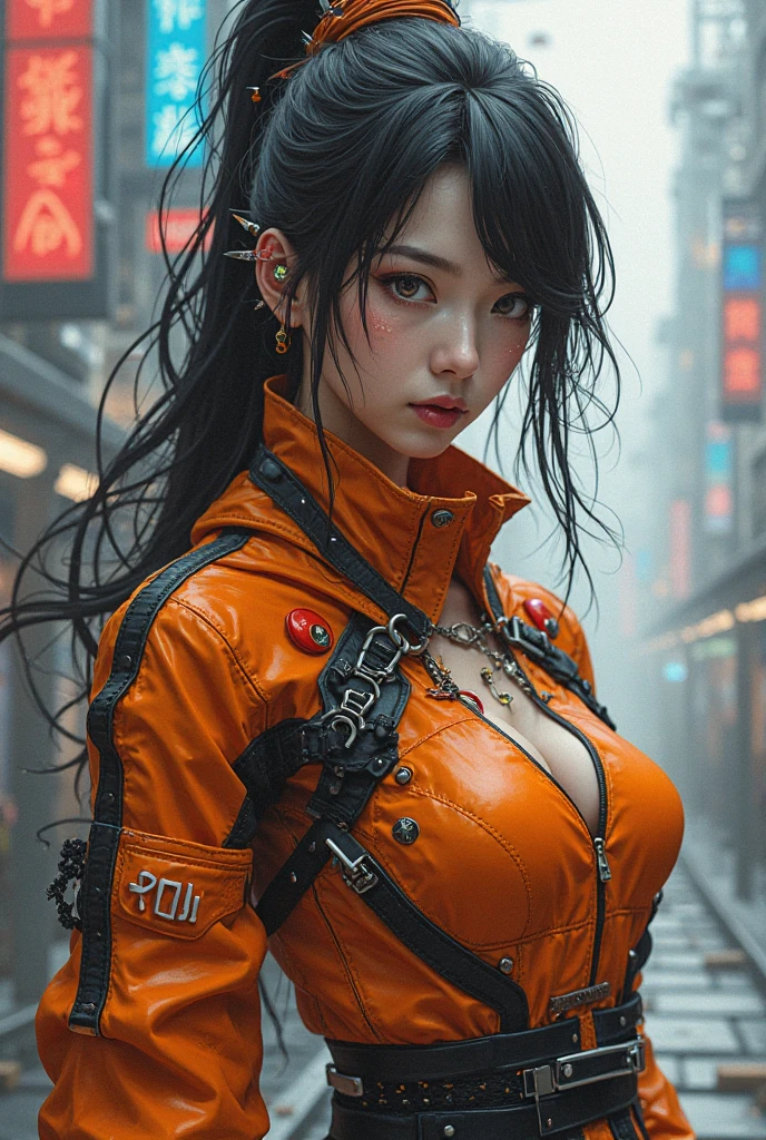 ((best quality)), ((masterpiece)), (detailed), perfect face, ((best quality)), ((masterpiece)), (detailed), perfect face,((Big tits)),asian girl, dragonball style, beatyful face, energie aura around a girl, goku, dragon ball, orange clothes,((power)), angry, energie, super powered, ((stocking)), ((fireball on a hand)), looking ahead ,((stocking)), ((orange mask)), ((volt energie around the girl)), ((more boobs)), ((sexy)), more fire, ((c17 character)), ((more dragon balls)) ,(lightning), orange mask, big boobs, dragonball c17