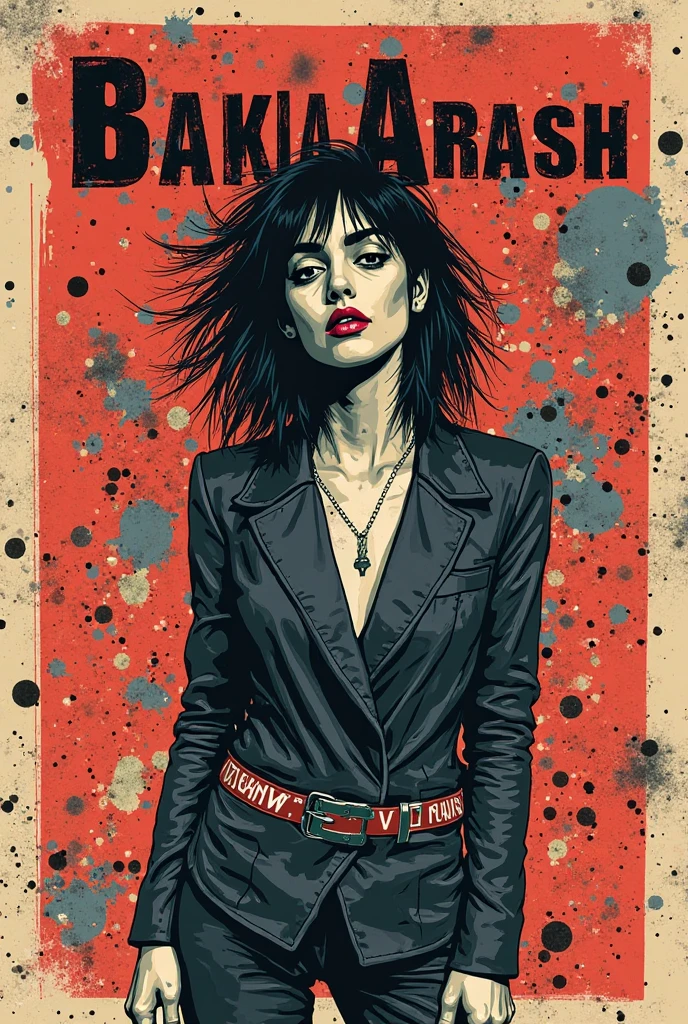TheOldShadowrunStyles a punk woman, standing streetcorner. with a gun