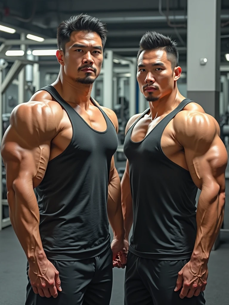 Asian guy, muscular, white brief with huge bulge, a little bit a beard face, not a boy, short hair, handsome man, full body shot, sweaty body, sexy hunk, sweaty brief with huge bulge, masculine guy