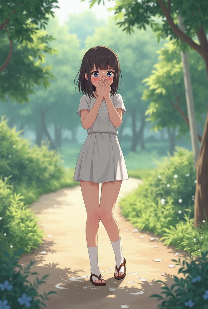 The girl bent down and her skirt lifted up