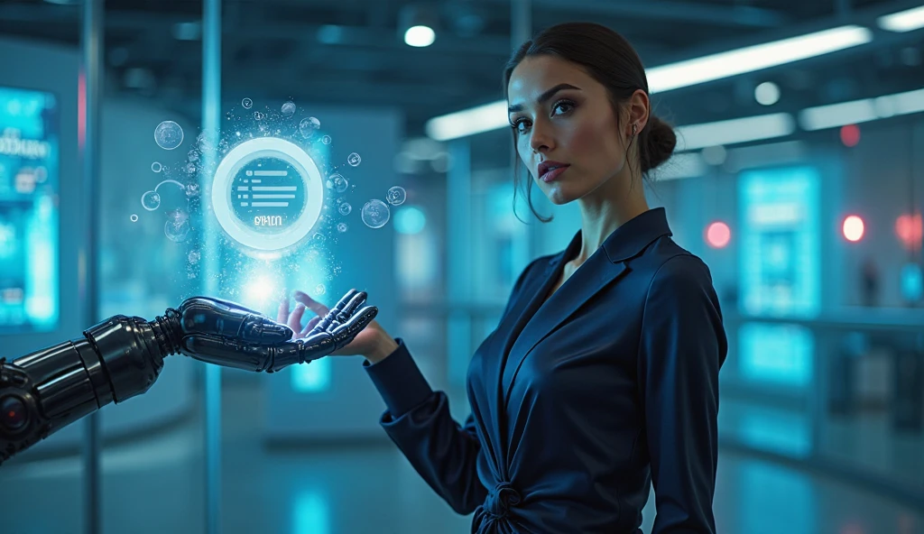 an arm with a wrist band and that wristband pops up an hologram with apps