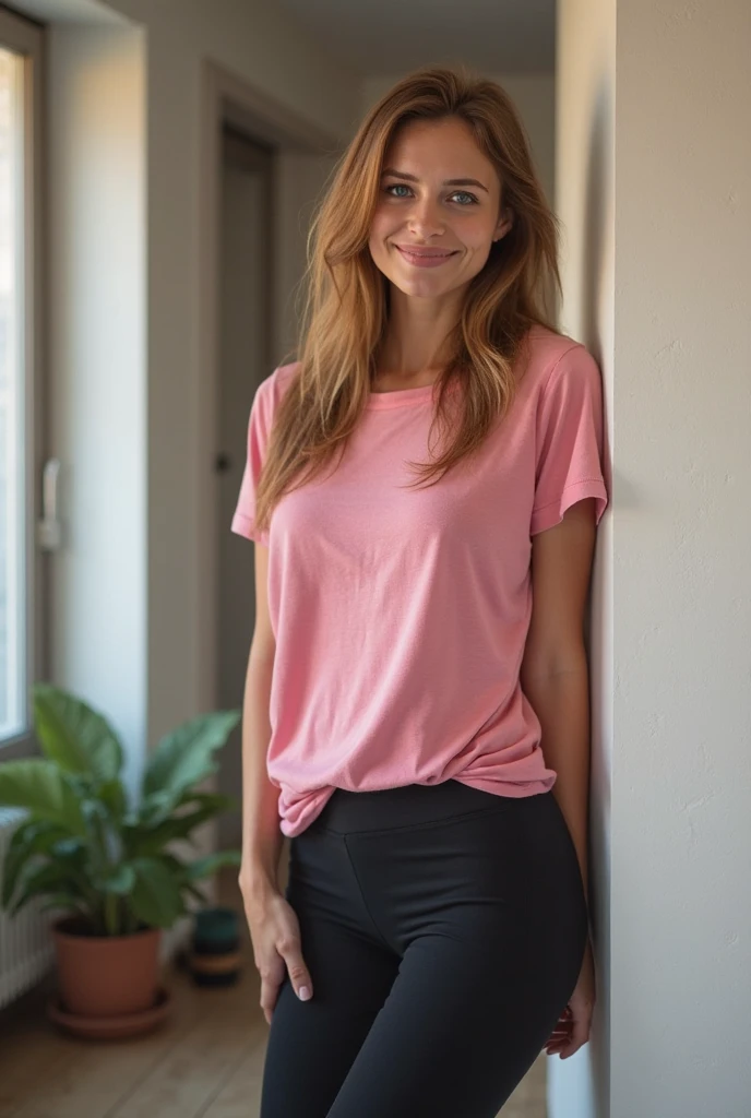 a person with a cell phone in their hand, this person does not exist, 18 years old, wearing a long sleeve pink tshirt and jeans with sneakers, short, petite, diminutive, kazan-maia sandu-saoirse ronan-jacqueline mckenzie-lena dunham-isabelle adjani-mara wilson-rachel leigh cook-hope davis-rachel harris-najwa nimri-shailene woodley-alanna masterson-alona tal merged, entire body visible, full body, hyperrealistic, best quality, 8K, real human skin, masterpiece, extremely intricate, medium closeup, detailed eyes, detailed face, detailed body, exaggerated features, pronounced features