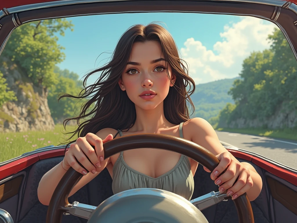 Beautiful woman driving a luxury car