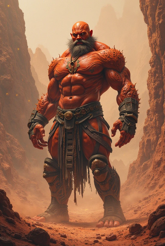 Harmonious orc with a pet rat and a goddess whispering in his ear with a trident-shaped symbol that is a red curse that is spreading throughout his body and a goddess whispering in his ear