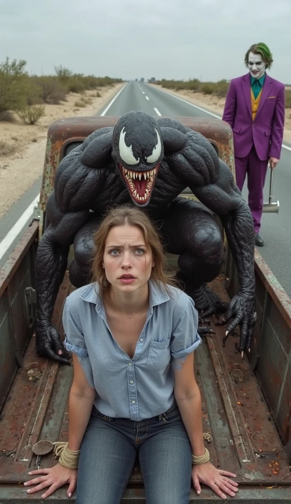 A beautiful woman (Kate Mara) with attractive features, detailed eyes, and full lips, being sexually assaulted by a tentacle monster in broad daylight on a city street, the monster penetrating her from multiple orifices as it releases its viscous fluids all over her body, masterpiece, 4k, hyperrealistic, dark fantasy, highly detailed, dramatic lighting, cinematic composition, intense colors