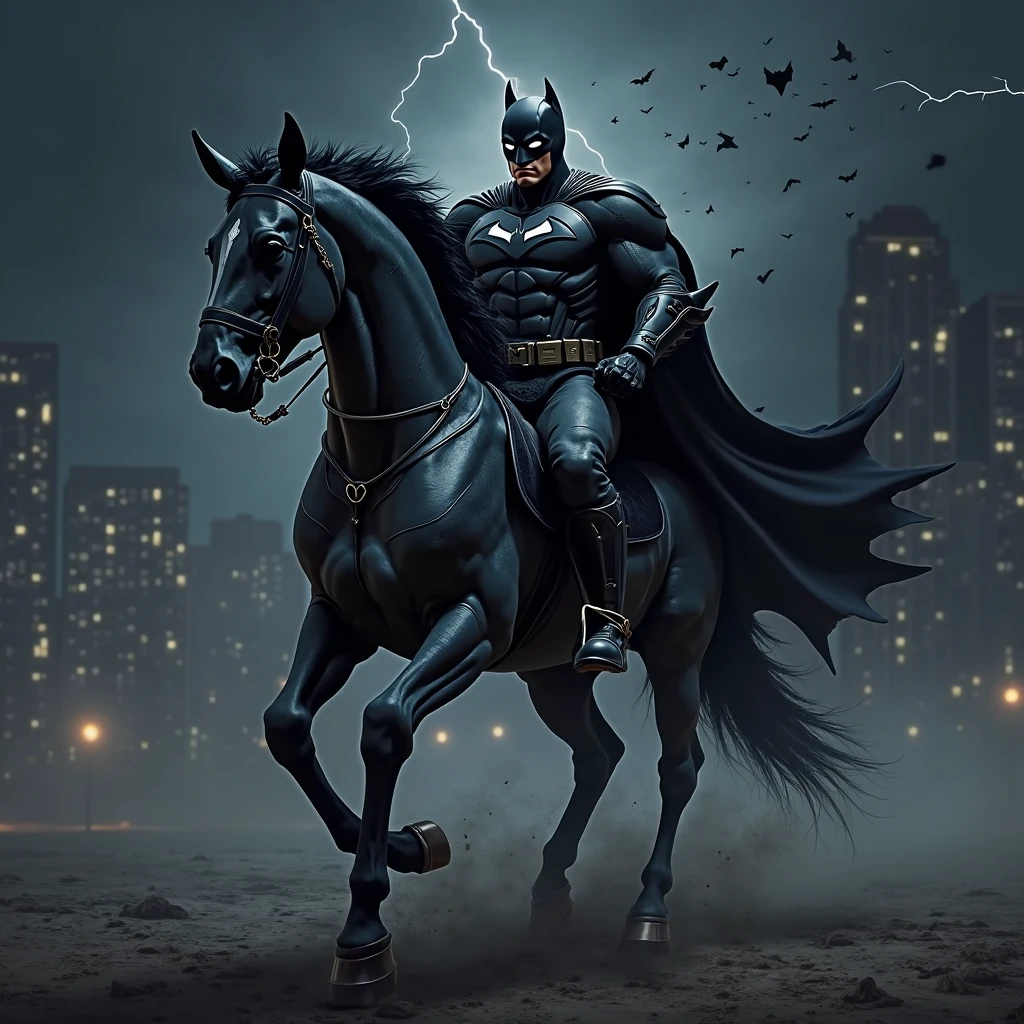 Batman and horse colaib in one body monster hybrid