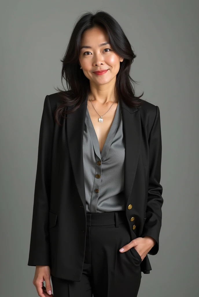 ((Highest quality)), ((8k)), ((masterpiece: 1.3)), (Perfect appearance), (Photorealism: 1.6), (JMA), (Who), (KE), (Genuine:1.4), 1 Mature Woman, Perfect Anatomy, 65 years old, ((Realistic skin texture)), (Fine lines on the skin), (Dull skin), (Facial wrinkles), (Wrinkles around the eyes), double eyelid, Tear bags under the eyelids, (corner of the eye), Thin eyebrows, Medium Long Hair, A gentle smile, (doctor), ((Standing posture: 1.3)), (In the hospital: 1.2),