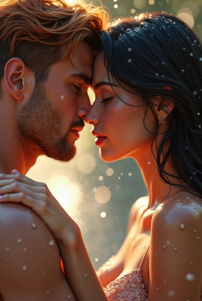 a close up of a man and a woman in a body of water, hd movie photo, very beautiful photo, sexy movie photo, carnal ) wet, after rain and no girls, raining, scene from a movie, 8 k movie still, movie promotional image, cover shot, by Max Dauthendey, film movie still, romantic scene, movie picture