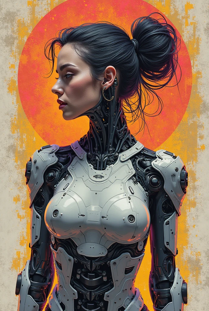 Attractive cleavage,Black color hair,a beauty girl,Asian people,of a real,Photoreal,((Security suits)),full bodyesbian, semi-open strawberry lips, dimple, wistful look, Black eyes (Very long wavy gray hair), ((Detailed face)), ((Detailed facial features)), (Fine fine skin), Fair skin and redness, ((Deep neckline detailing high-tech cyberpunk dress)), cyberpunk mega city environment, (Cool colors), Pondering, (Masterpiece) (perfect aspect ratio)(Realistic photo)(Best quality) (Detailed) Shot on a Canon EOS R5, 50mm lens, f/2.8, hdr, (8K) (the wallpaper) (Cinematic lighting) (Dramatic lighting) (Sharp focus) (Intricate), Original photo, posing for camera, Black jeans, back arms, 8K, Ultra HD, Digital SLR, High quality, filmgrain, Fujifilm XT3