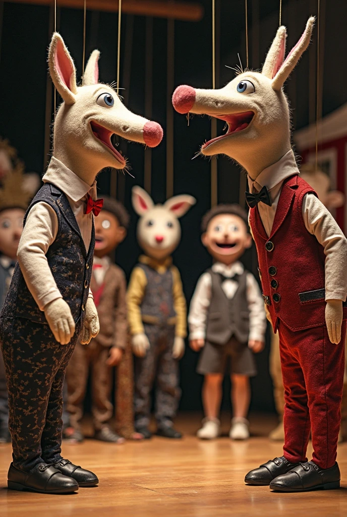 (((1 male anthropomorphic wolf))). (((Crowd of anthropomorphic female rabbits dressed as scary witches))). (((No humans))). (((Many female anthropomorphic rabbits are tickling a lone male anthropomorphic wolf's belly))). The anthropomorphic wolf is lying flat on his back spread eagle. They dance next to the large and bloated belly of a shocked anthropomorphic wolf who is restrained to the ground. photo realistic style. dark medieval dungeon. (((The anthropomorphic rabbits try to touch the anthropomorphic wolf's extremely large erect penis and extremely large testicles located on the anthropomorphic wolf))). side view. Full body shot of anthropomorphic wolf. Male anthropomorphic wolf has large soft pot belly. Anthropomorphic wolf belly focus view. Correct anatomy. NSFW. (((Only the anthropomorphic male wolf is nude))), everyone else wears female clothes. Sexual acts. Lewd acts.