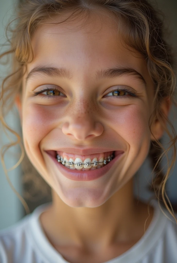 Smile with front tooth separated from braces