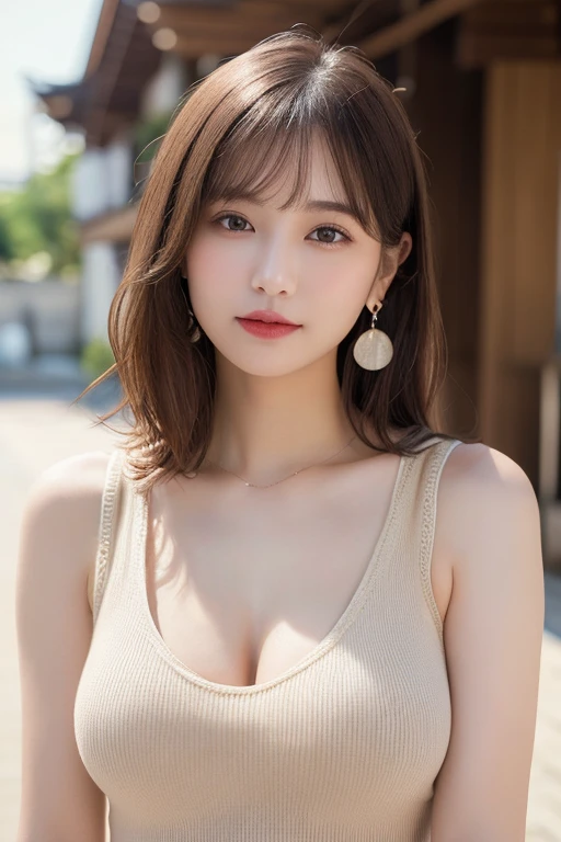 Tabletop, highest quality, figure, Super detailed, In detail, High resolution, 8k wallpaper, Perfect dynamic composition, Beautiful fine details, Natural Lip, sexy knit dress , Big Breasts, Cleavage, Random sexy poses, whole body,I'm doing a café