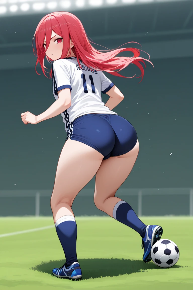 , view from behind,girl wearing tracksuit,girl smiling shyly, blushing,school sports field,(masterpiece:1.2、top-quality)、(the Extremely Detailed CG Unity 8K Wallpapers、ultra-detailliert、Best Shadows)、(细致背景)、(The best lighting、extremely delicate and beautiful)、depth of fields、1girl in、独奏 ,Women,((((Girl is embarassed when she farting)))),(profile facing diagonally))))),(()),((embarassing look)),((massive ????))