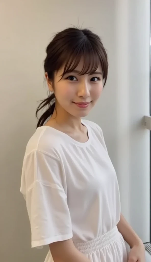 Salon model、((Realistic lighting、top-quality、8K、​masterpiece:1.3))、focus:1.2、1girl in、perfectbodybeauty:1.4、Slim abs:1.1、((Dark brown hair))、(aqua dress:1.4)、(outside of house、natta:1.1)、City Street、Superfine Face、Fine Eyes、二重まぶた、