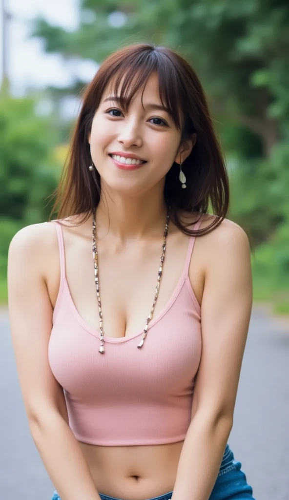 (Bun low ponytail hairstyle)(Very light caramel brown hair)(Mature Japanese Woman)Look at everyone with a refreshing and loving smile) (Men are captivated by her charms)
(8K highest quality)、(High resolution)、(Ultra-detailed photos)、(Ultra-realistic texture)、(Illuminated subject)(8k images)(Clear Photography)(Real Photo)
(40 year old beautiful mature woman)(Elegant and well-proportioned face)(Long face)(Long and narrow face)(Thick lips)(Thin tree, small nose)(Long jaw)(tall)(slender)(Big Breasts)
(Pale pink top)(A neat, chic and elegant floral skirt) ( (She is outdoors)(She poses elegantly and cutely in various locations.)
(NSFW MILF lifts skirt to show sexy panties) (NSFW Bold Skirt Lift)(NSFW Bold and sexy panties exposed)(Braless nipples)(nsfw no bra nipples)(nsfw erotic porn sexy poses)