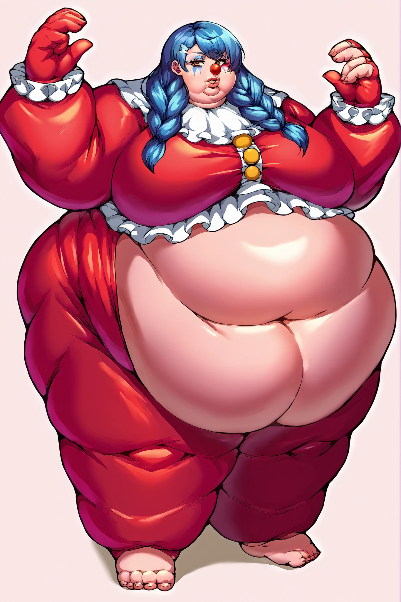 (masterpiece quality1.1), (insanely sophisticated detailed1.2), (realistic detailed beautiful face1.3), (1girl), beautiful face, RAW photo, best quality, high resolution, (masterpiece), POV, Harley Quinn, DC Comics, skintight outfit, standing in pie factory, ((massive belly)), ((incredibly overstuffed belly)), (photorealistic:1.4), dynamic volumetric lighting, professional photography, sharp focus, HDR, 8K resolution, beautiful angular face, high rating, intricate detail, sophisticated detail, depth of field, detailed soft eyes, big eyes, chubby, soft fat, smooth skin, tight clothes, undersized clothes, (correct anatomy1.6), ((hyper swollen belly1.5))