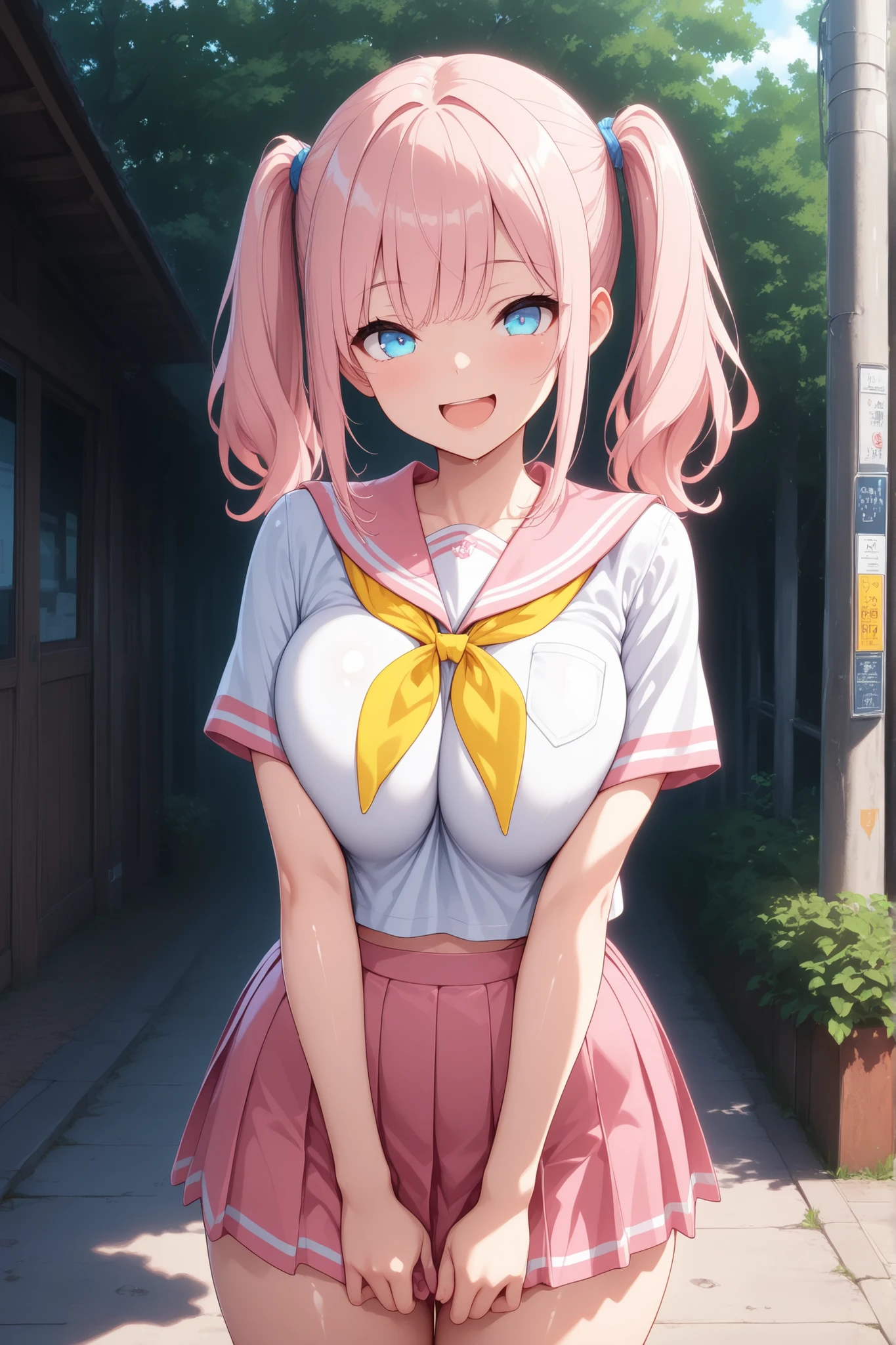 Brat Two awards Little Girl Young Girl Realistic Provocative smile Useless skirt Shorts with little fabric Short camisole Very large breasts gravure Twin tails Between the legs Emphasize Double Peace Very thick thighs Very big ass Transparent nipples Around town Expose Primary school students school bag Gal
