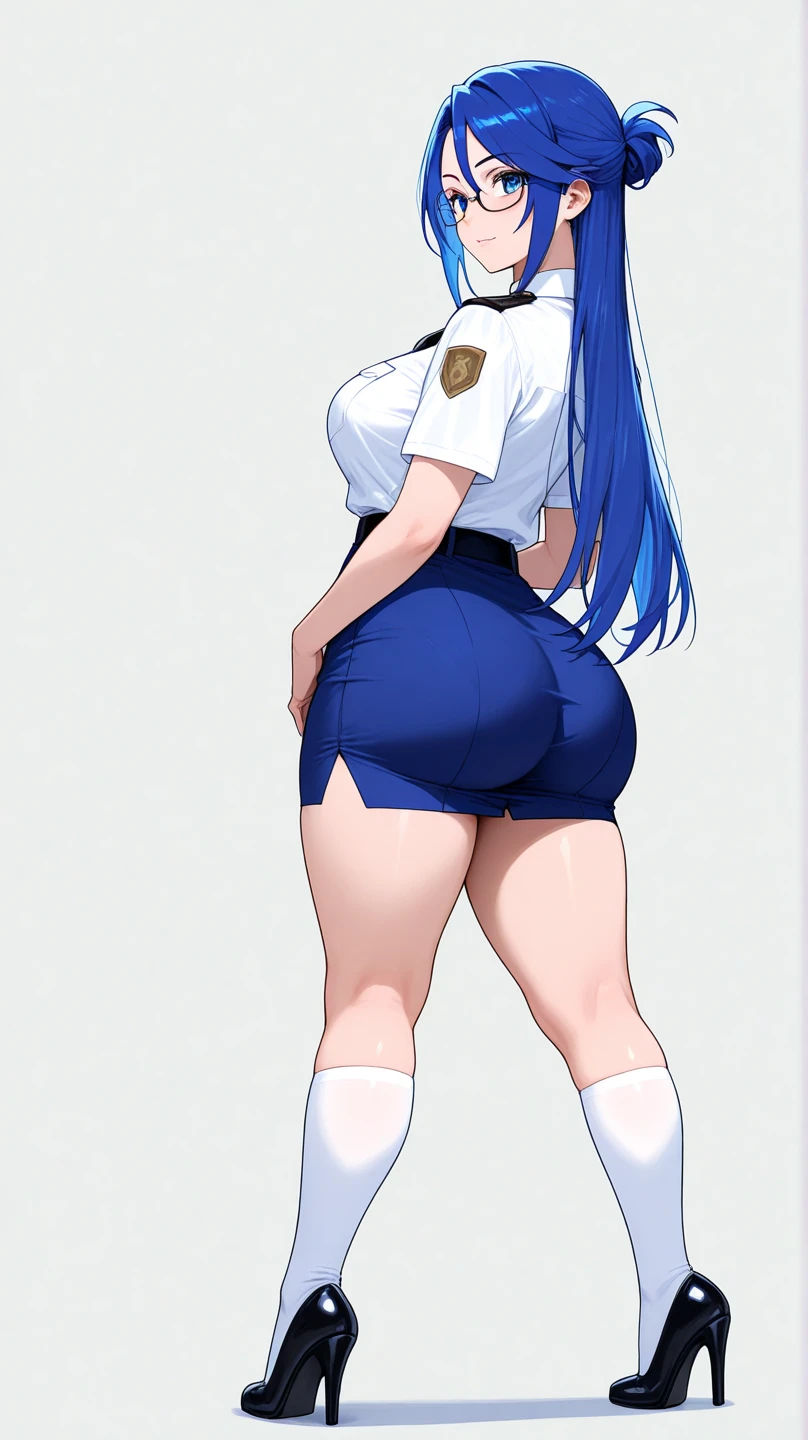 Anime Big butt uniform skirt showing butt and panties blushing