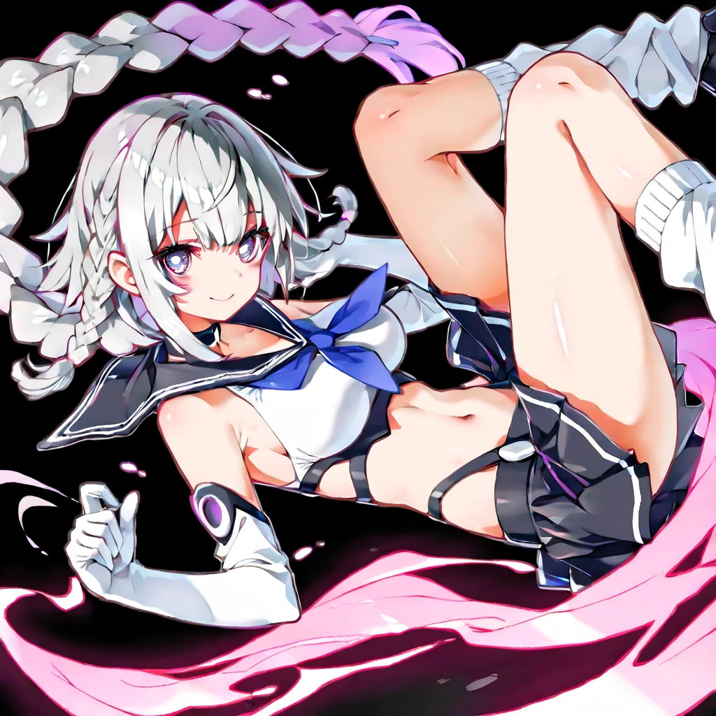 there is a girl dressed in a tight outfit holding a black object, 1girl, yukine chris, solo, rabbit ears, animal ears, breasts, long hair, playboy bunny, pantyhose, purple eyes, twintails, large breasts, fake animal ears, white background, cleavage, very long hair, full bodya very attractive anime women with long pink hair holds a knife and a pair of scissors, 1girl, yukine chris, solo, rabbit ears, animal ears, breasts, long hair, pantyhose, playboy bunny, microphone, purple eyes, large breasts, white background, twintails, cleavage, very long hair