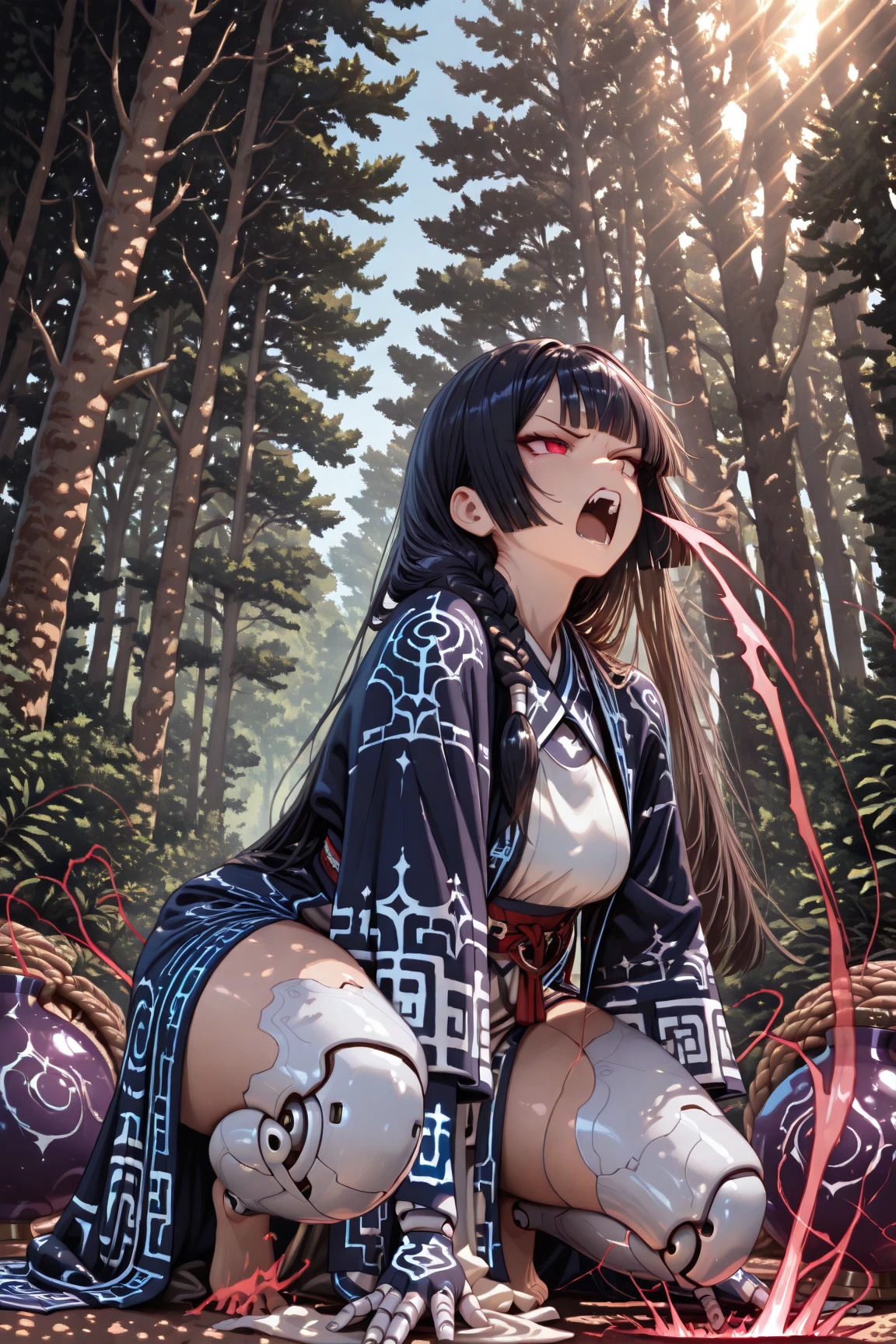 Black、Dynamic Angle、In the jungle、grassland、Amazoness、Girl、Girl、Short、Younger、Lower school girls、Innocence、Pure、She spreads her pussy a little with her fingers、Indian、Both eyes open、National costume、Ethnic Makeup、Black Skin、flat chest、Nipples、forehead、Stinking eyes、Lie、M-shaped spread legs、Leg spread、Love juice is dripping、slave、rape
