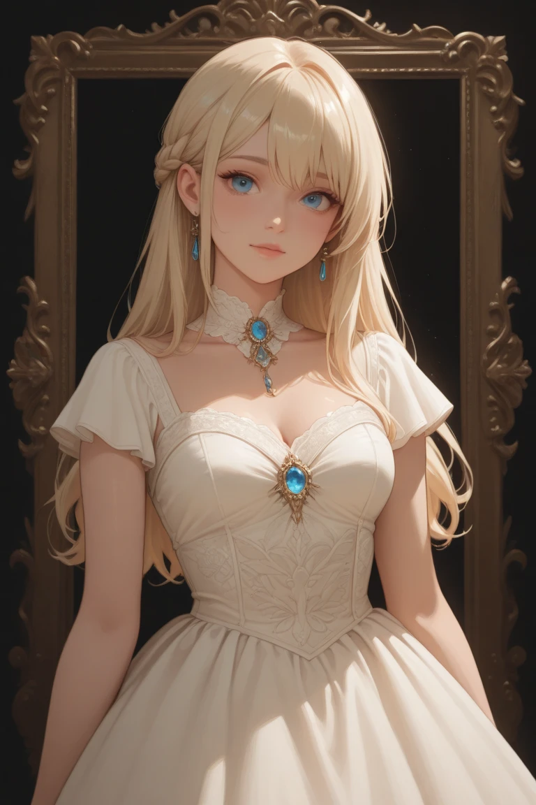 best quality, masterpiece, aquamarine eyes, full body, ( best quality, ultra-detailed), (best illumination, best shadow, an extremely delicate and beautiful), dynamic angle, Depth of field, (bloom), (shine), (solo), light, best, ornate, colorful, cinematic angle, adorable, 1girl, holy virgin, (light smile:0.6), very long hair, braided light blonde hair, (((detailed eyes))), looking at viewer, lace-trimmed dress, white dress, white garter straps, tiara, hair ornament, jewelry, ribbon choker, pendant, heaven, snowy, holy, <lora:hipoly3DModelLora_v10:0.2>