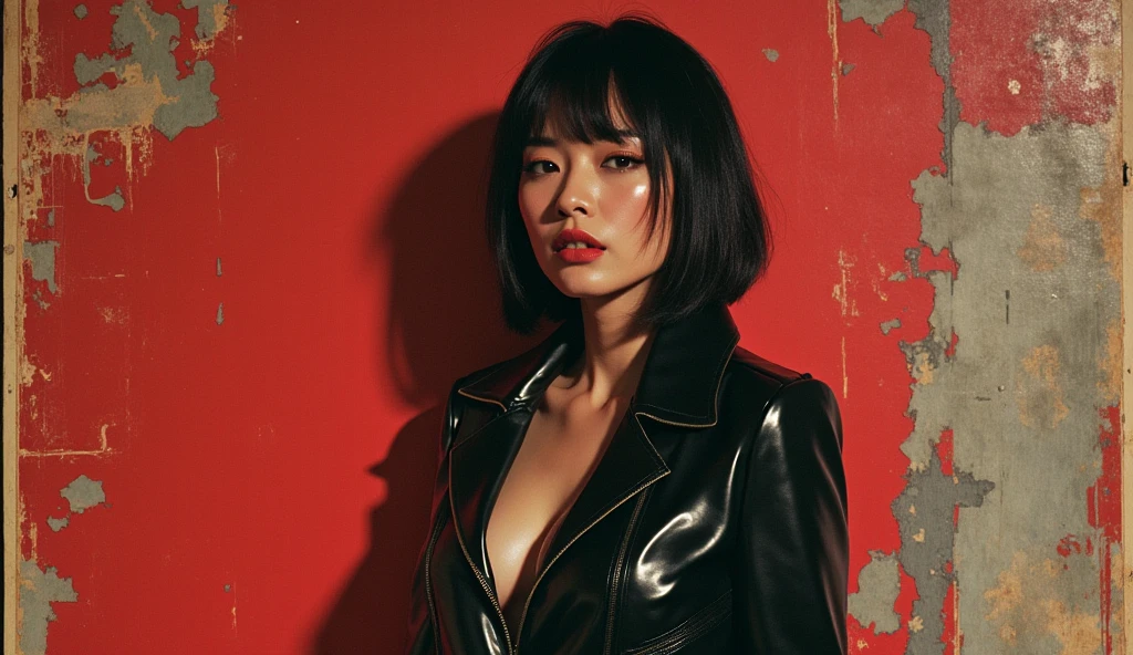 photorealistic, ((Black and White photography:1.8)), ((low-light photography:1.6)), best quality, masterpiece, full body view, ((nudist:1.3)), skinny beautiful Korea sensual actress Bae Doona in a very open biker leather jacket on the sidewalk of empty street at night, ((Bae Doona very realistic face:1.8)), ((very beautiful thin face, perfect detailed alluring eyes, very pointy nose, very sexy lips :1.3)), ((very flirty face expression, very horny smile :1.5)), ((pale white skin:1.5)), ((very very messy short hair:1.4)), ((very skinny body, six-pack abs, very skinny legs :1.5)), (only wearing (a very open biker leather jacket:1.5)), ((very very huge breast:1.8)), ((areola protruding:1.4)), ((very pointy nipples :1.6)), ((no bra:1.3)), ((no bikini:1.3)), ((no panty:1.3)), ((no underwear:1.3)), ((spreading legs very wide:1.4)), ((exposing very loose vagina and very dense pubic hair :1.8)), ((very very dense pubic hair:1.8)), ((very very thick pubic hair:1.8)), ((very wide open vagina hole:1.5)), ((perfect body anatomy:1.4)), ((perfect hands and fingers shape:1.4)), ((sensual dynamic pose:1.4)), (background is (the sidewalk of empty street at night:1.6)), (sensual photo of Bae Doona nudist erotically on the street in (Black and White film color:1.5)), ((dark lighting, sharp focus :1.5)), photography concept of cheap Korean street prostitution, editorial erotic model photography, Playboy magazine editorial photo, fine art nude photography, 90's nude photography, award winning nude photography