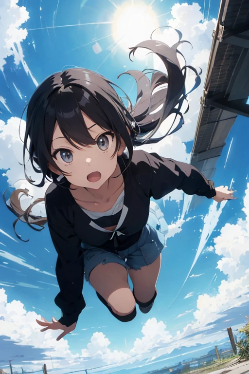 1girl free_fall from 10000m above the ground