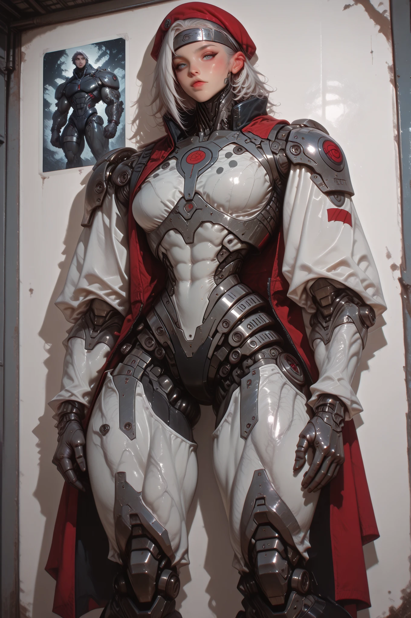 A BEAUTY GIRL, (HYPER-REALISTIC:1.5), (PHOENIX GOLD HELM:1), (BIGGER BUTTOCKS,HUGE FAKE BREAST:1.5), ((CLEAVAGE:1.5)), (MUSCLE ABS:1.5), (MECHA GUARD ARMS:1.5), (RED SHINY FUTURISTIC MECHA CROP TOP, BLACK MECHA SKINTIGHT LEGGINGS, WHITE MECHA GUARD ARMOR LEGS, MECHANICAL HIGH HEELS:1.5), (MUSCULAR BODY, WET OIL SKIN, SEXY LONG LEGS:1.1), (LOOKING AT VIEWER:1.3), (FEMALE FOCUS:1), (WALKING HALLROOM OF FUTURISTIC SPACE STATION:1), (BRIGHT LIGHT WHITE_ROOM:1.3), HYPER TEXTURE, (4X MSAA), ((UNREAL ENGINE 5 RENDER)), PHYSICALLY-BASED RENDERING, ULTRA HIGHT DEFINITION, 16K, 1080P.