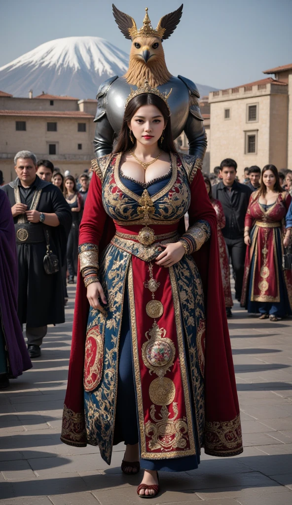(巨作, Best quality, Realistic),
1girl big breasts,(on the St. Peter's Square of Vatican,crowd of), sankta. Peter's Square of Vatican background,gypsy dress,(Princess Eyes,shiny pupils),Dancing,banquet, crowd, picking up skirt,
[Slight smile],
