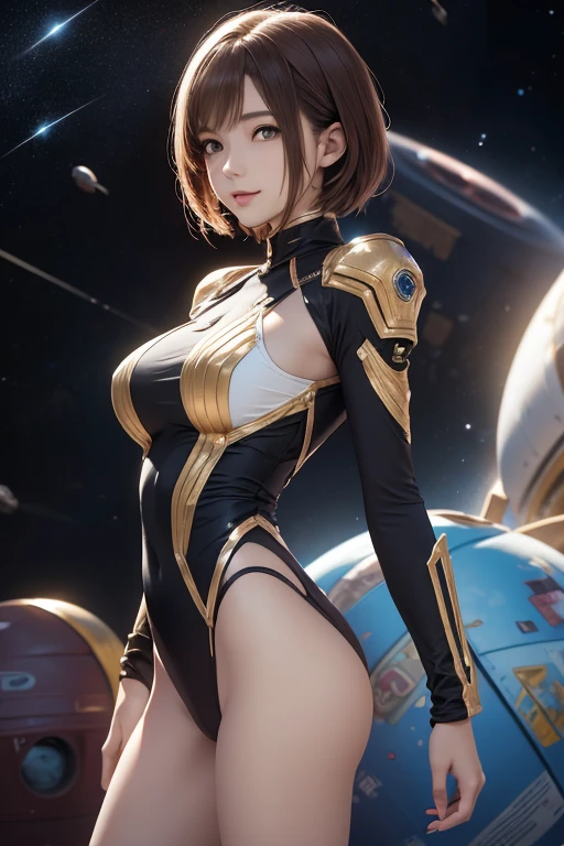 (masterpiece:1.2, Highest quality),(Very detailed),8K,wallpaper,1 female,Mature Woman,48 years old,sentai heroine pink,Muscular,((White metallic squadron suit)),(((Better Hands))),((The background is Galaxy Flash)),Random hairstyle,Random Pause,(((Beautiful female hands,detailed drawing of a hand))),cyber punk,((Beautiful trading cards,gold framed))