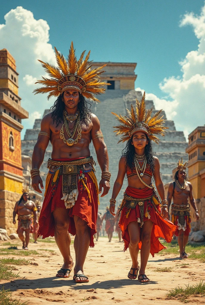 Aztec man talking to another Aztec person in training area while there is a hidden person listening to the conversation