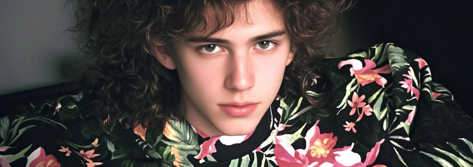 analog film photo, modern day photo of a young student, 15 years-old, male, brown-black hair, long curly hair, brown eyes, caucasian, round face, oval-shaped jawline, bulbous nose, full lips, thick eyebrows, soft features, stocky broad frame, chubby, resembles a younger John C Reilly, (relaxed school uniform:1.1), silhouette, backlit, split lighting, half face in shadow, RAW Photograph, dslr, hard lighting, hard shadows, high quality, film grain, Fujifilm XT3, detailed skin with visible pores, insane details, masterpiece, 8k, 35mm photograph, dslr, kodachrome, faded film, desaturated, 35mm photo, grainy, vintage, Kodachrome, Lomography, stained, highly detailed, found footage, yearbook portrait, contemporary, 2024