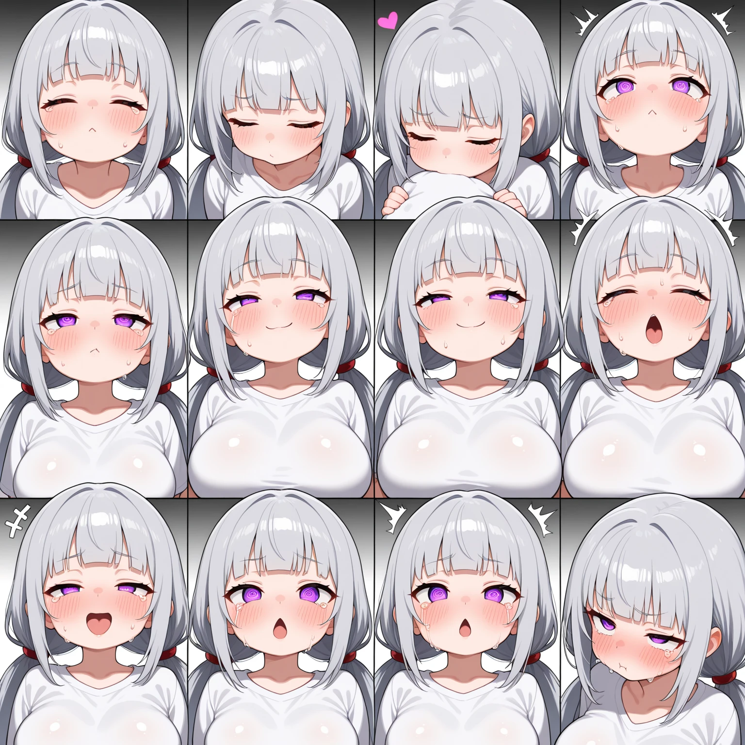 masterpiece, best quality, very aesthetic, absurdres nsfw,(2girls:1.3),duo,(oral invitation),hands,oral,side by side,uvula,Tongue out,Tongue to Tongue,open mouth,lineup,yellow eyes,looking at viewer,red eyes,blush,Blue hair,,nipph lightness,High Saturation,White hair,silver hair,(heavy_breathing),mouth,front view,masterpiece, best quality, very aesthetic, absurdres,breasts,(gr),(light hair),(medium shot),straight-on),(leaning forward)