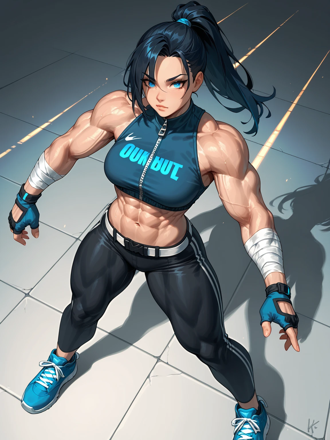 perfect anatomy muscular girl big breasts empty eyes embarrassed black hair yellow eyes pale skin perfect ??????? perfect anatomy 