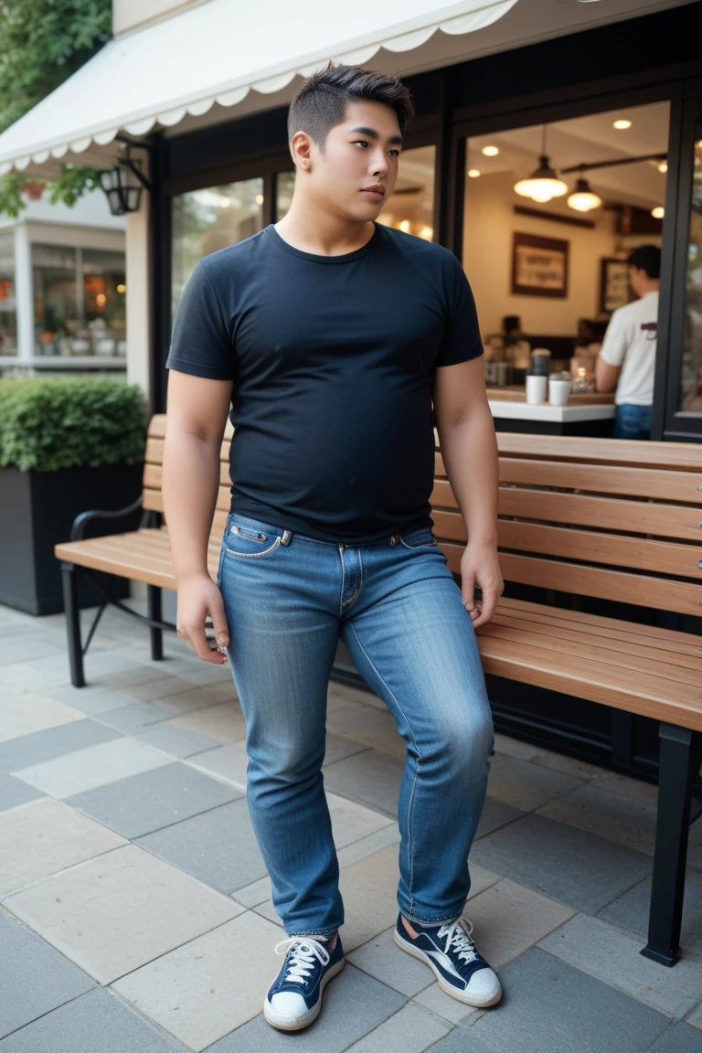 arafed man in a parking garage with no shirt on, lean man with light tan skin, full body picture, photorealistic full body, standing in a parking lot, hyper real photo, photorealistic perfect body, inspired by Russell Dongjun Lu, full body pictures, fullbody photo, south korean male, hyper realistic background, shirtless, shirtless :: high detail