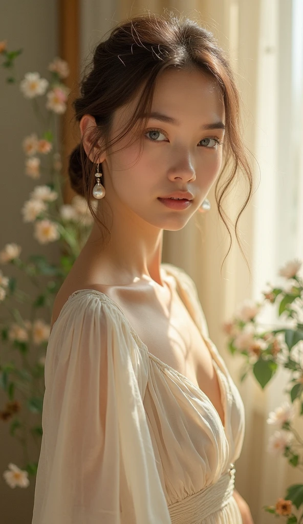 a beautiful woman, a female model, outdoor, city street, urban architecture, beautiful detailed eyes, beautiful detailed lips, extremely detailed eyes and face, long eyelashes, elegant pose, dynamic action, colorful clothing, intriguing expression, (best quality, 4k, 8k, highres, masterpiece:1.2), ultra-detailed, (realistic, photorealistic, photo-realistic:1.37), HDR, UHD, studio lighting, ultra-fine painting, sharp focus, physically-based rendering, extreme detail description, professional, vivid colors, bokeh, portrait, photography, cinematic lighting, warm color tones