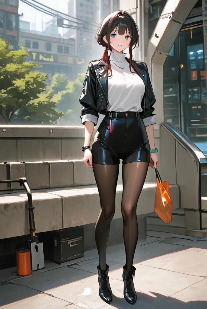 Female pervert,20yr old,(Full body like:1.2),(Slender body proportions), (Best quality at best, 4K, 8K, A high resolution, tmasterpiece:1.2), ultra - detailed, (actual, realistically, realistically:1.37), moody gestures, western metal, Moderate chest size, Happy expression, Sports student uniform with sneakers