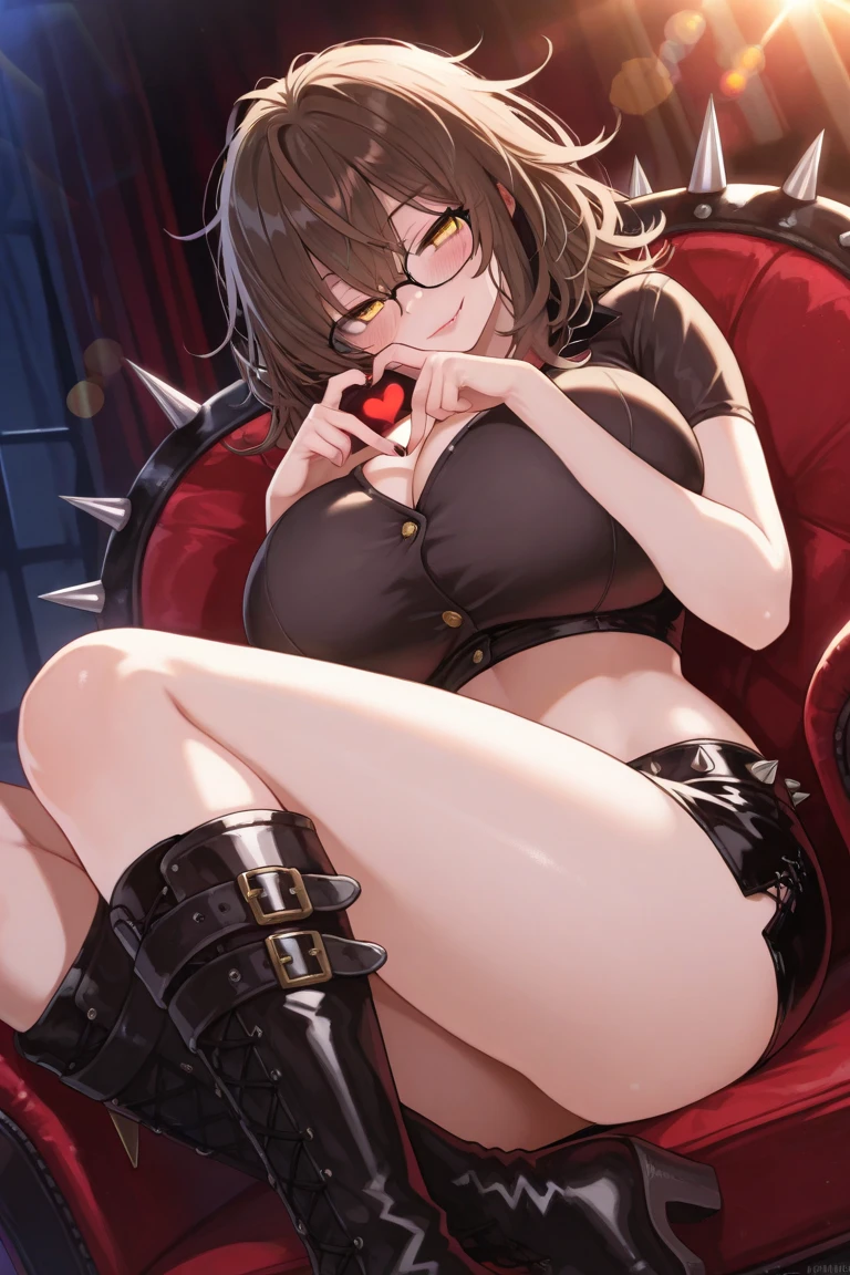 (masterpiece, best quality, glasses, full body), a pregnant Flandre scarlet giving a handjob, (((handjob)))
