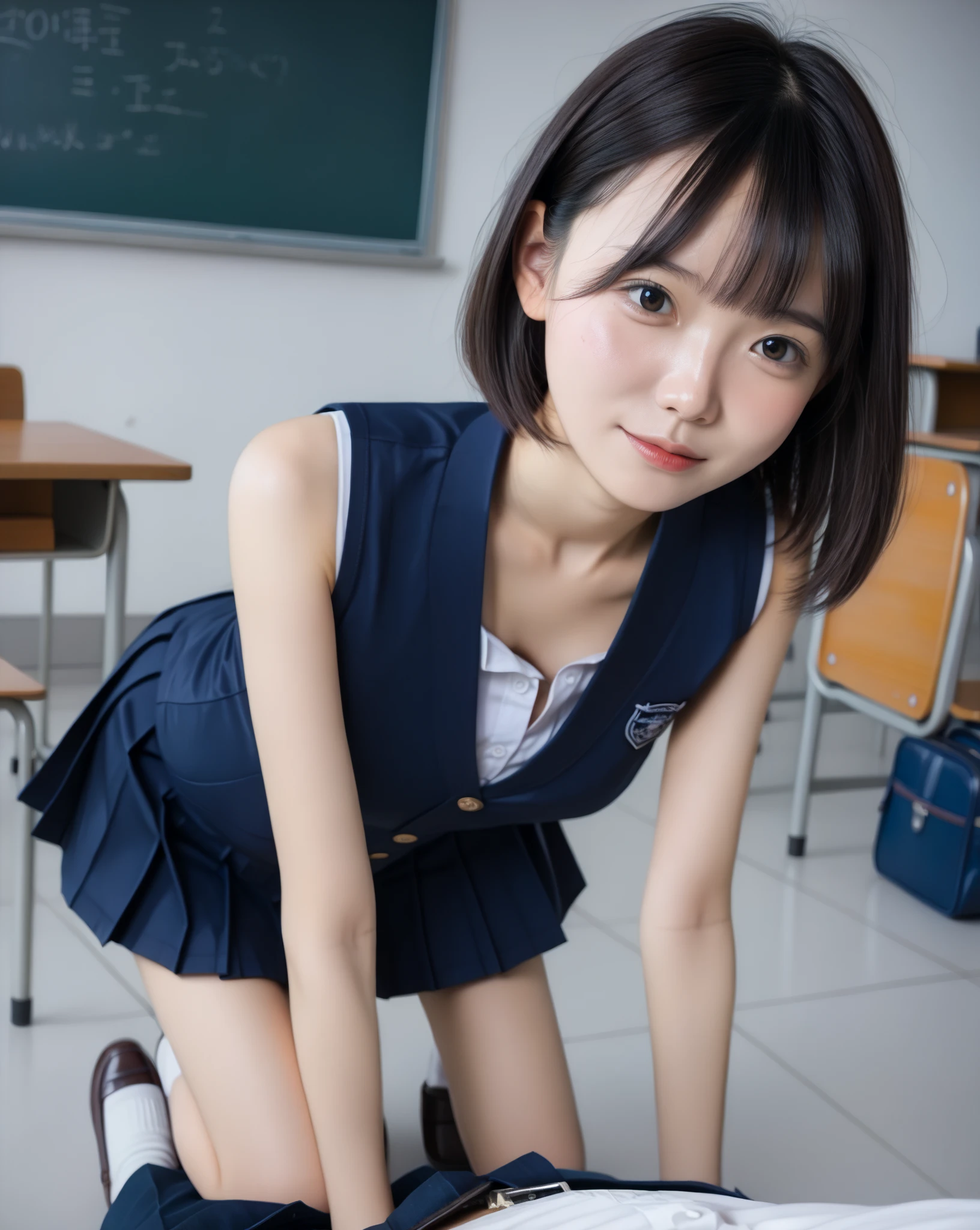 Masterpiece，Highest quality，Official Art，Highly detailed CG Unity 8k wallpapers, Best Quality, 8k, 12 Year Old Naked Girls, tits小さい, 、Raw photo, Absurd, Award-winning portraits, A shy smile, Solo, , , Delicate girl, upper body, Digital SLR, Looking at the Viewer, Frank, Sophisticated, Thin arms, maid Cafe, (Detailed eyes and face:1.0), (Senile:1.1)、((NSFW:1.7、Real))、1 Girl, ((Schoolgirl uniform)), View your viewers, Young face、Satisfied expression, (( Spreading legs、With legs apart、Mainly crotch)),Show your chest、、tits、Small breasts、、((Genitals))、(((()))))、(((Genitals)))、(Pussy line)、((((Japanese elementary school students、She has a short hair style、Japanese Junior Idols、I was in ecstasy.....、、I feel ecstasy、