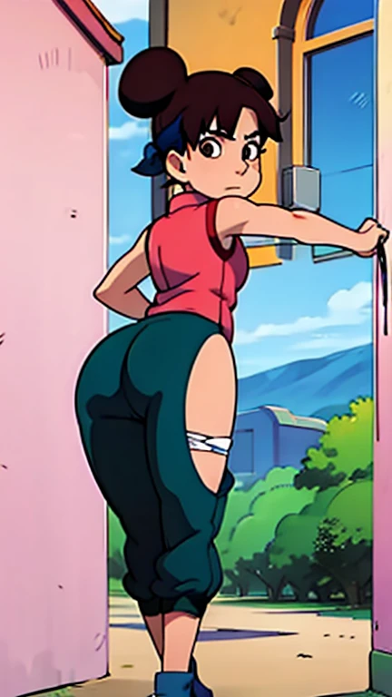 chest, Big chest, gauze, Light blush, Miniskirt,ロングブーツ,open chest,whole body,Thighs,Looking up,foot