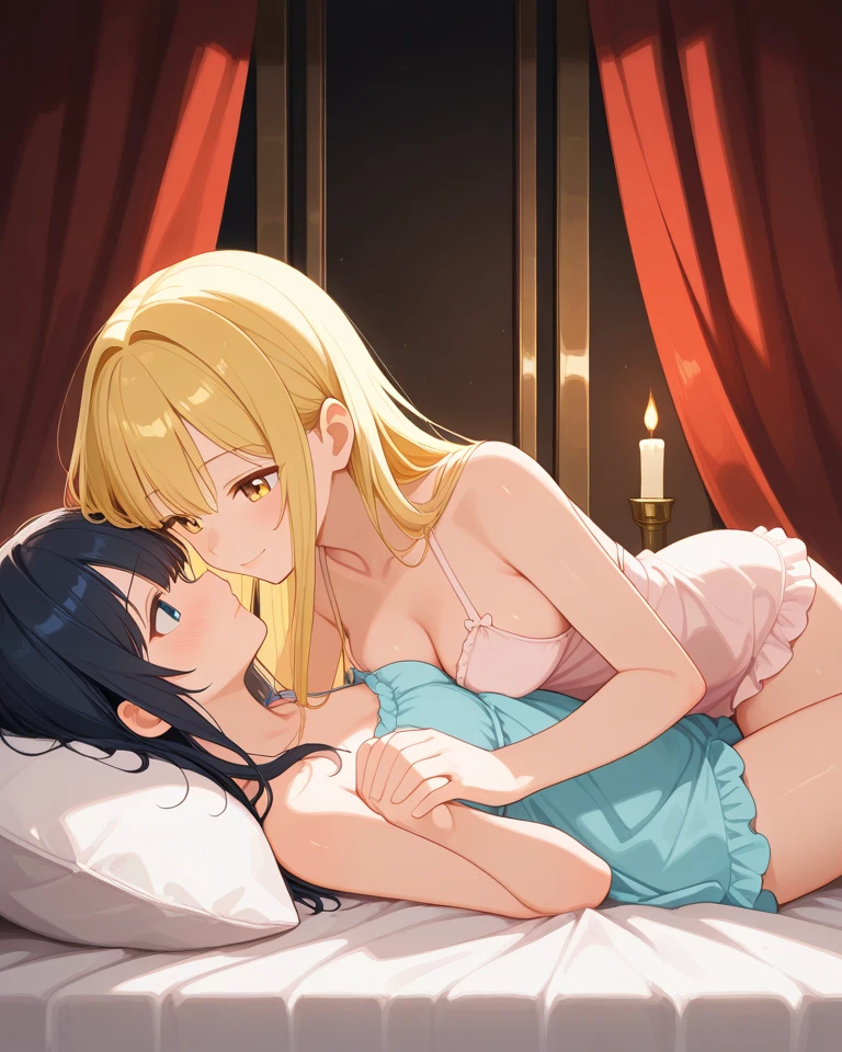 score_9,score_8_up,score_7_up,source_anime, masterpiece , anime screencap, rating_safe,
BREAK
onee-shota, 1girl and 1boy, qvj, ,exs-tia_spica, open clothes, no bra, pink panties, lace-trimmed panties, , ((1girl and 1boy kissing each other)), french kiss,earrings, black thighhighs, toned back, light smile, huge breasts, wide hips, huge ass, living room, night, lying, on side, hug,nsfw