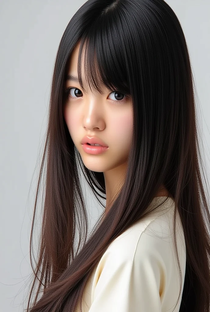 realistic pictures、4K high quality、Reiyo Matsumoto、 old Japanese woman、165cm extension、beautiful girl、long hair、glossy lips、fascinating beauty、Beautiful appearance、pretty beauty。
