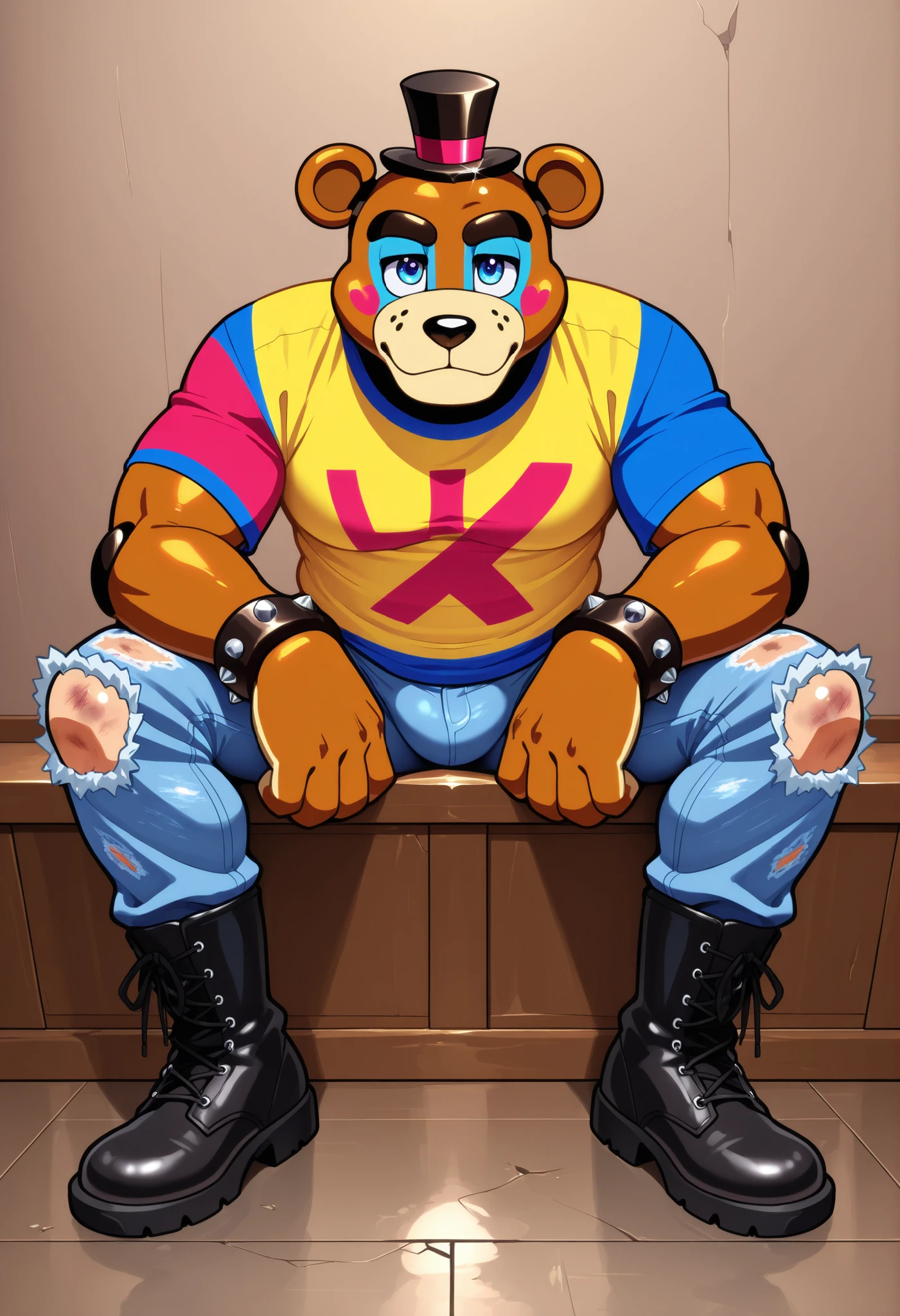 Super muscular boar beastman,(wear a sports uniform:1.2),Blindfold,Mouth wide open with tongue sticking out,Some guys cum in my face,(Surrounded by red and black erect penises),(a large amount of semen on the face and body,:1.5),Night Classroom,Kneeling,Licking a huge penis,Anal Sex,Hands behind back,Head grabbed