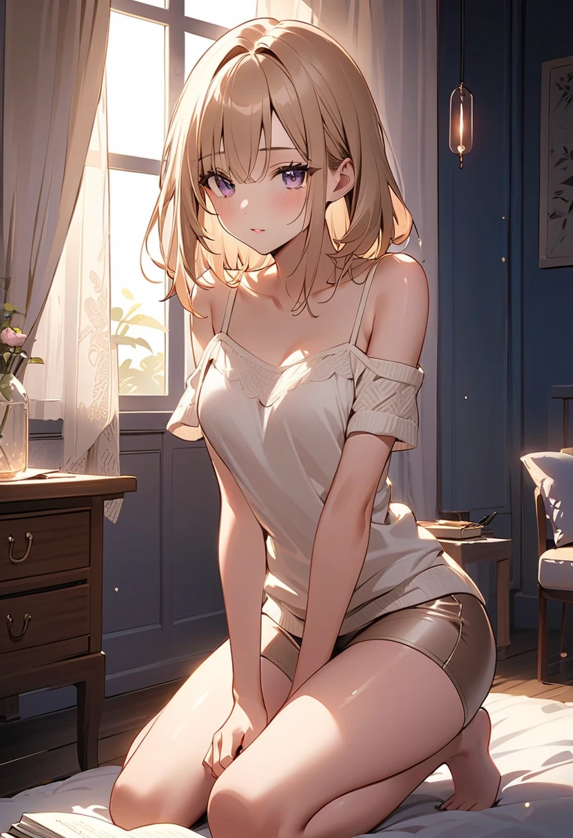 masterpiece, highest quality, High resolution, Pixel perfect, Depth of written boundary, One girl, single, alone, Beautiful Anime Girls, Beautiful art style, (Detailed face), (blush), Anime CG Style, (Medium chest), Good lighting, Perfect body, Lips parted, (sakura kinomoto), Glossy lips, Cleavage, (ballerina), Sleeveless leotard, (cold), pantyhose, (Sitting), (Bent knees:1.2), Wooden floor