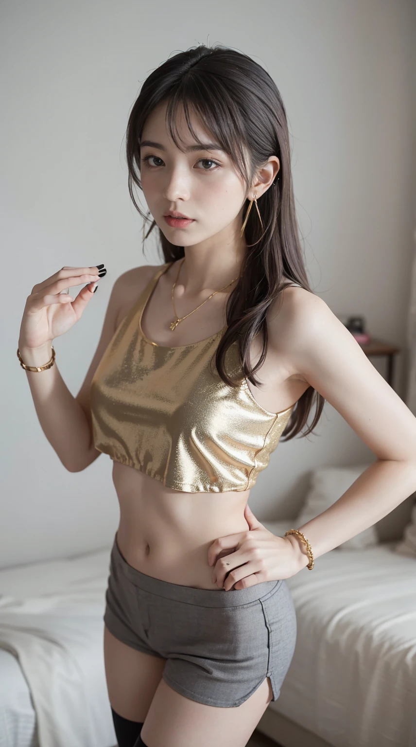 (Corpo extremamente detalhado, 8k, melhor qualidade, master part:1.5), (Realistic, photo-realistic:1.4), ultra high-resolution, whole body view, Rosto extremamente detalhado, 1 girl, sozinho, soio, Pose individual, (22 anos:1.3), (Figura muito fina), (magro), (seios redondos muito grandes), seios grandes, muito grandes, muito grandes (peito achatado), (barriga lisa e lisa), (cintura fina), (quadril muito fino), (coxas finas e finas:1.3), (coxas superiores internas brancas macias:1.3), (pale porcelain white skin:1.3), (((ouro:1.3)) (micro minissaia ultra-curta:1.3)), (peito aberto muito fino camisa desabotoada:1.3), (Pose de alongamento feminino:1.3), (Coxas espalhadas), (local de jantar:1.3), (sorrir), (Cor do negros curtos, como do pequeno principe), mostrar totalmente dos pes a cabeca por inteiro (Antecedentes extremamente detalhados)