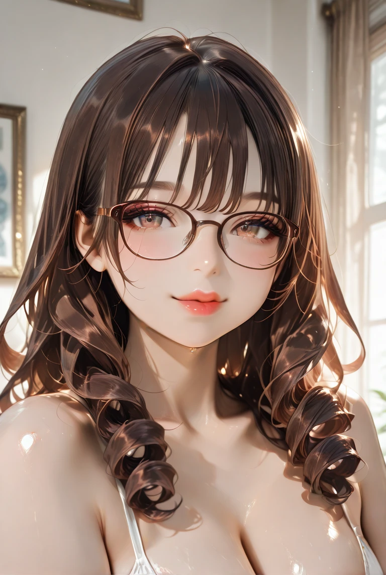 Picture Prompt: A breathtaking cinematic photograph of a 30-year-old woman adorned with glasses, capturing a moment of profound introspection. The image showcases a woman of exceptional beauty, with a perfect face characterized by high cheekbones, thin nose, and full lips tinted with a subtle hint of rose. Her brown hair, styled in a chic bob cut, frames her face and cascades gently, brushed by the golden rays of the setting sun.

The image is a masterpiece, crafted with a shallower depth of field to bring the woman and her glasses into sharp focus. The woman's eyes, shiny and deep-set, exude a