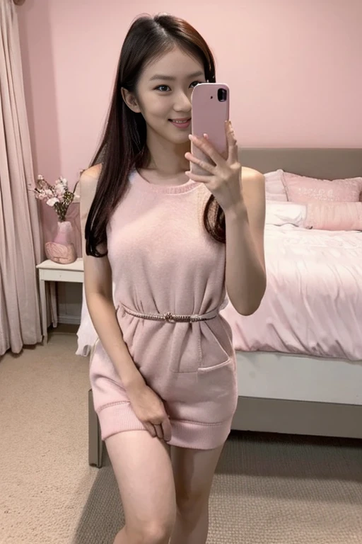 Upper class girl in elegant formal dress of random color、(panthyhose)、Flapping Pose、A sly smile、embarrassed from、Embarrassing、Sitting in bed、