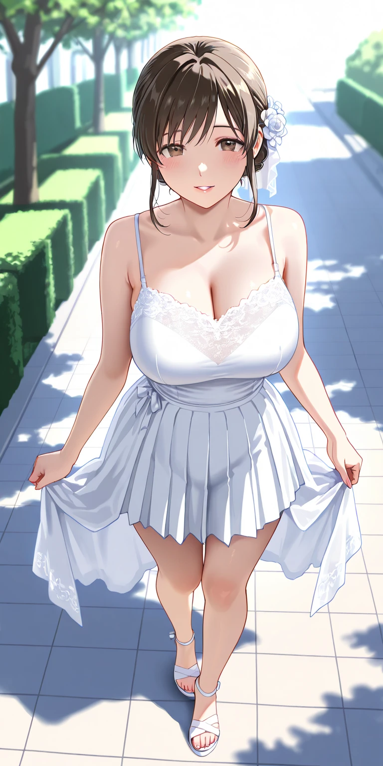 Also:zero's Alsom、light blue hair、short hair、table top、High resolution、many girls multiple girls、large crowd、lots of cute girls、big and full breasts、naughty body、See-through、throw、、whole body、Are standing、Look up at me、confused face、blush、embarrassing、Excited、white breath、black pantyhose、female shape'Private parts are clearly visible、I can see your nipples、white skirt、micro mini skirt、very short skirt、Many people々々々々、in the crowd、bare chest、show your chest、Upper grade、A lot of milk comes out from the nipples、Breast milk gushes from the nipple、expose one's chest、show your chest、bare one's chest、straw hat、white dress、sunflower field、Bangs that cover one eye、pink hairpin、white sandals、barefoot、bare legs